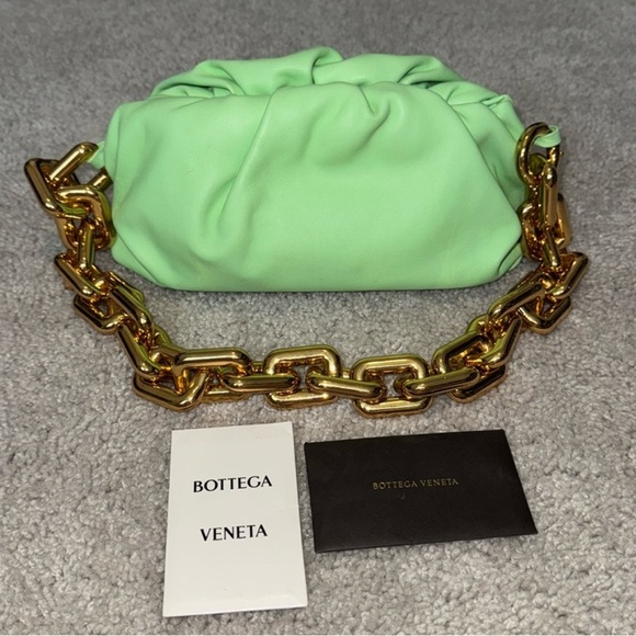 Bottega Veneta Mint Green Chain Pouch Leather Bag NEW - Picture 3 of 14
